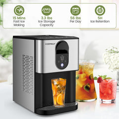Self Dispensing Nugget Ice Maker Countertop with Soft Chewable Pellet Ice Cubes