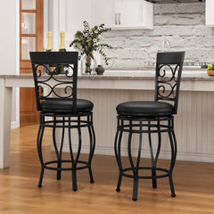 Set of 2 26 Inch Bar Stool with Backrest and Footrest