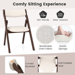 Set of 2 Folding Chairs with Comfy Padded Backrest and Seat