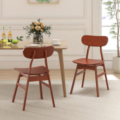 Set of 2 Modern Dining Chairs with Curved Backrest and Seat
