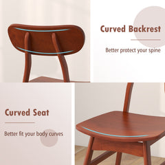 Set of 2 Modern Dining Chairs with Curved Backrest and Seat