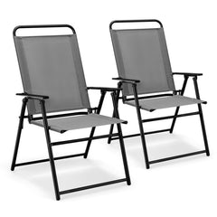 Outdoor Folding Sling Chairs with Armrest and Backrest