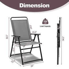 Outdoor Folding Sling Chairs with Armrest and Backrest
