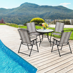 Set of 2 Patio Folding Sling Chairs Space-saving Dining Chair