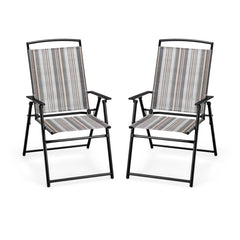 Set of 2 Patio Folding Sling Chairs Space-saving Dining Chair