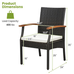 Set of 2/4 Patio Dining Chair with Soft Zippered Cushion