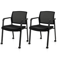 Set of 2 Stackable Rolling Office Chairs with Mesh Backrest