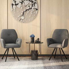 Set of 2 Swivel Accent Arm Chairs with Metal Legs and Wide Back