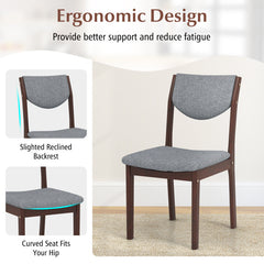 Set of 2 Wood Kitchen Chairs with Faux Leather Upholstered Seat