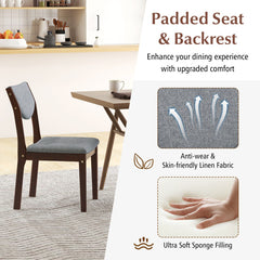 Set of 2 Wood Kitchen Chairs with Faux Leather Upholstered Seat