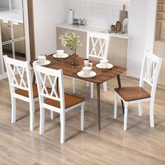 Set of 2/4 Wooden Farmhouse Kitchen Chairs with Rubber Wood Seat