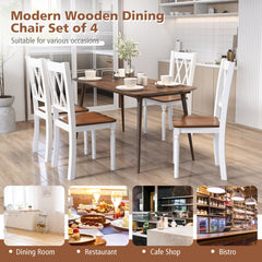 Set of 2/4 Wooden Farmhouse Kitchen Chairs with Rubber Wood Seat