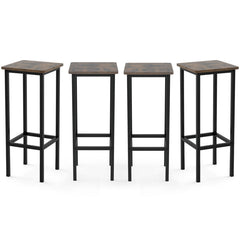 Set of 4 Bar Stool Set with Metal Legs and Footrest