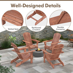 Folding Adirondack Chair Set of 2 with High Backrest and Wide Armrests