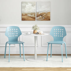 Set of 4 Metal Dining Chair with Hollowed Backrest and Metal Legs
