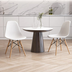 Set of 4 Modern Armless Dining Chairs Plastic Chairs with Wood Legs