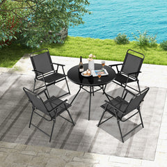 Set of 2/4/6 Outdoor Folding Chairs with Breathable Seat