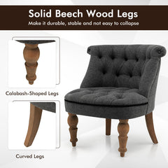 Set of 2 Upholstered Armless Slipper Chairs with Beech Wood Legs