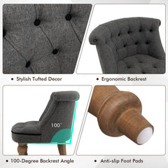 Set of 2 Upholstered Armless Slipper Chairs with Beech Wood Legs