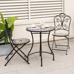 Set of 2 Patio Mosaic Chairs Metal Folding Chairs