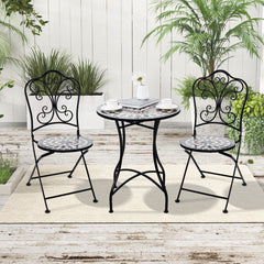 Set of 2 Patio Mosaic Chairs Metal Folding Chairs