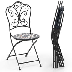 Set of 2 Patio Mosaic Chairs Metal Folding Chairs