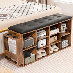 Shoe Storage Bench with Umbrella Stand and Adjustable Shelf