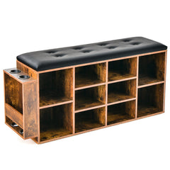 Shoe Storage Bench with Umbrella Stand and Adjustable Shelf