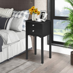 Practical Sturdy Vintage Side End Table with 2 Storage Drawers