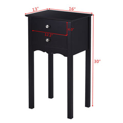 Practical Sturdy Vintage Side End Table with 2 Storage Drawers