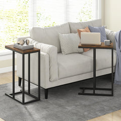 C-shaped Side Table with Heavy-duty Metal Frame