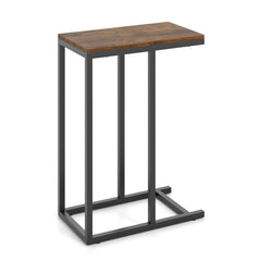 C-shaped Side Table with Heavy-duty Metal Frame
