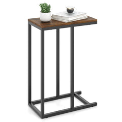 C-shaped Side Table with Heavy-duty Metal Frame