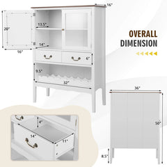 Sideboard Buffet Cabinet with 2 Tempered Glass Doors