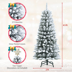 4.5/6.5/7.5 Feet Snow-Flocked Christmas Pencil Tree with Mixed Tips