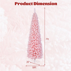 Snow Flocked 5/6/7/8 FT Artificial Pink Xmas Tree with 328/460/635/1000 Branch Tips