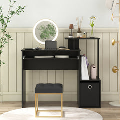 Space-saving Computer Desk with Pull-out Keyboard Tray
