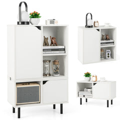 Stackable Bookcase with Adjustable Shelf and Cubes