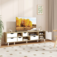 TV Stand for TVs up to 65鈥 Television Cabinet聽w/ 5 Drawers & 3 Open Shelves