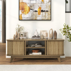 TV Stand for 55-Inch TV Media Console Table with Dual Sliding Doors