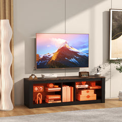 Modern TV Stand with LED Light and Adjustable Shelves for TVs up to 65 inch