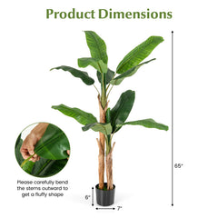 5.5/6.5 Feet Tall Artificial Banana Tree with 10/27 Large Leaves
