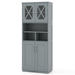 Tall Bathroom Cabinet Large Floor Storage Cabinet with Acrylic Doors and 3 Cubes