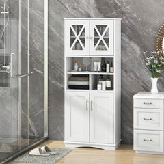 Tall Bathroom Cabinet Large Floor Storage Cabinet with Acrylic Doors and 3 Cubes