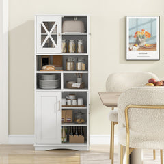 Tall Bathroom Cabinet Large Floor Storage Cabinet with Acrylic Doors and 3 Cubes