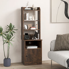Bedside Tables Tall Nightstands with 5 Open Shelf and Cabinet