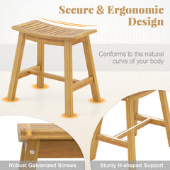 Teak Wood Shower Stool with Curved Seat for Inside Shower Spa