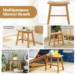 Teak Wood Shower Stool with Curved Seat for Inside Shower Spa