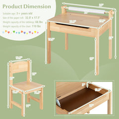 Toddler Multifunctional Activity Table and Chair Set with Paper Roll Holder