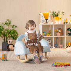 Toddler Rocking Chair with Solid Rubber Wood Frame Soft Velvet Cover